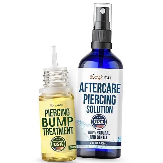 BodyJ4You Piercing Aftercare Kit - Saline Solution Spray Ear Piercing Cleaner - Natural Bump Keloid Removal - Ear Piercing Cleanser Nose Septum Navel Lip - Soothe Moisturize Recovery Natural Solution