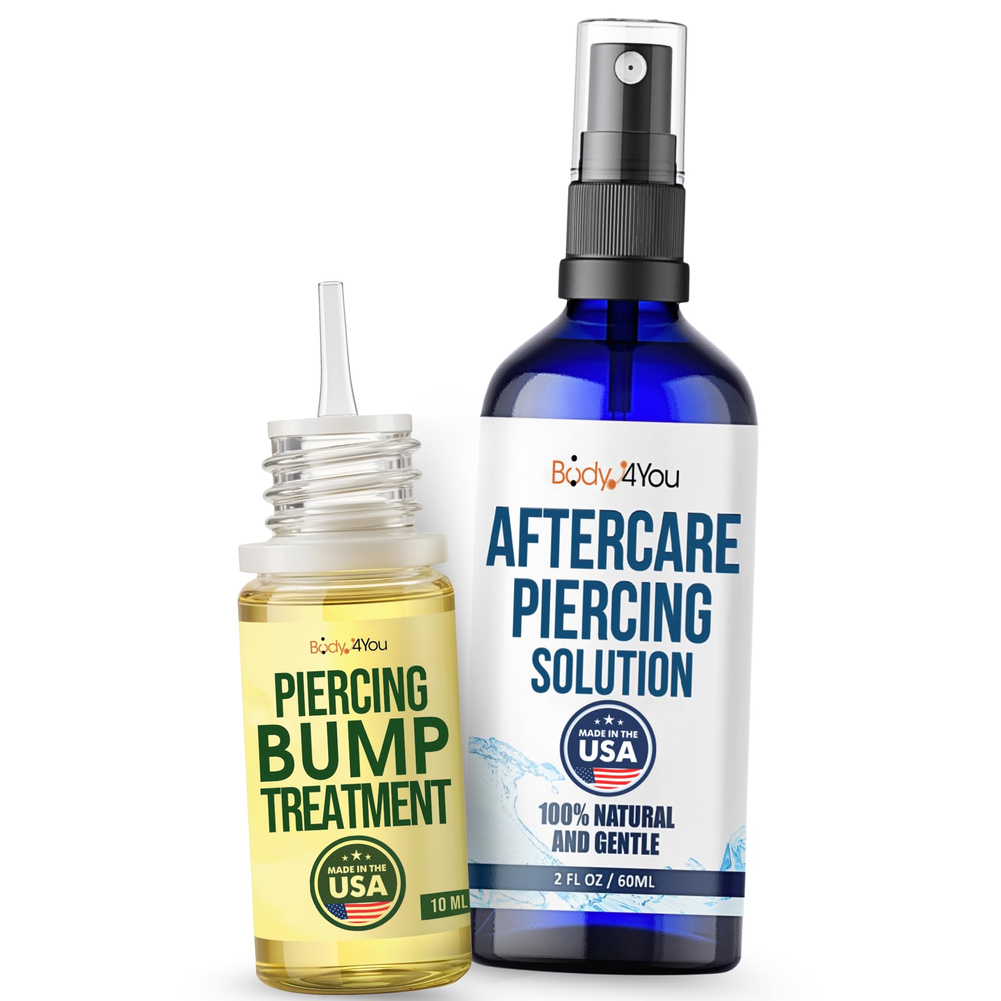 BodyJ4You Piercing Aftercare Kit - Saline Solution Spray Ear Piercing Cleaner - Natural Bump Keloid Removal - Ear Piercing Cleanser Nose Septum Navel Lip - Soothe Moisturize Recovery Natural Solution