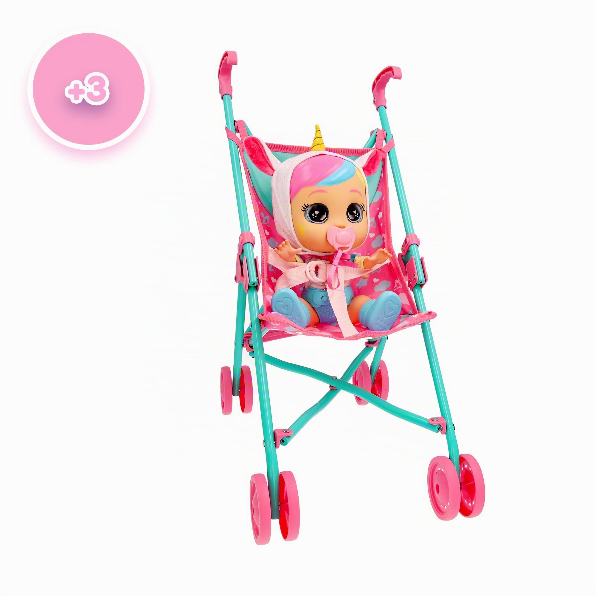 Bebés Llorones Passeggino per bambole facile da piegare, Accessori bambole & Giocattolo per bambina e bambino +2 Anni