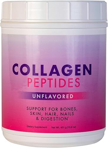 Polvo de péptidos de colágeno | Suplemento de colágeno múltiple premium para hombres y mujeres | Aminoácidos | Cabello saludable, piel, uñas,