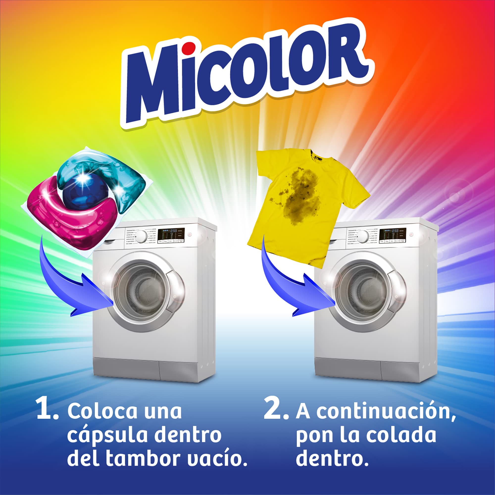 Micolor detergente en capsulas, Jabon para ropa de color, 5 unidades x 25 dosis, Total: 125 dosis