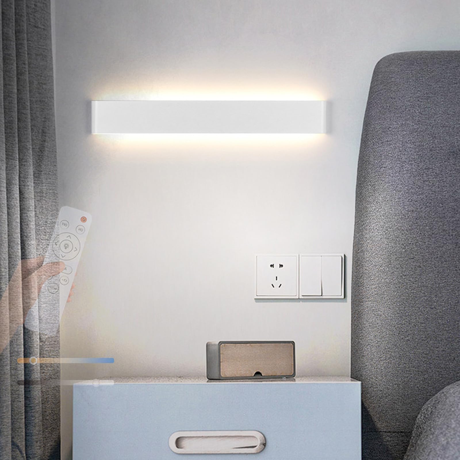 Apliques de Pared LED con Mando Lámpara Regulable Blanca de 41cm para Salón 8