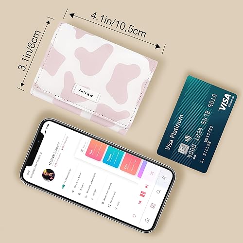 Miniatura 4 de CONISY Lindas carteras para mujer billetera triple de cuero con ventana de identificación para niñas y mujeres - Vaca rosa