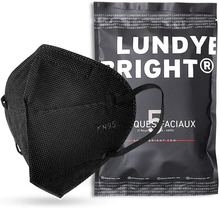 KN95 Face Mask 50 Pack, LundyBright 5-Layer Protective Masks with Elastic Earloop Respirator, Breathable Cup Facemask Protection for Adults, Men, Women Madks Against PM2.5 Dust, Air Pollution