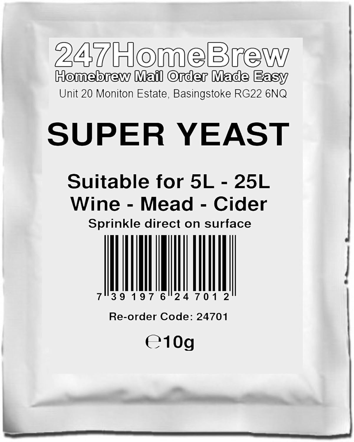 Super Wine Yeast 525L Homebrew Wine, Mead, Cider, Ginger Beer, Turbo