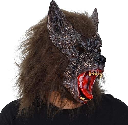 FREE BEAUTY Máscara de lobo de Halloween, fiesta de cosplay, disfraz de hombre lobo, máscara de hombre lobo, máscara de látex aterrador, máscara de