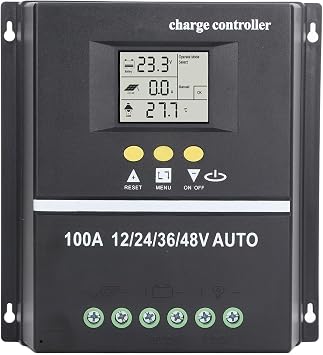FLEXMAN 100A MPPT Solar Chargeing Controller, 12V 24V 36V 48V Adaptive Dual USB Port Backlit LCD Display Multifunctional Solar Panel Regulator