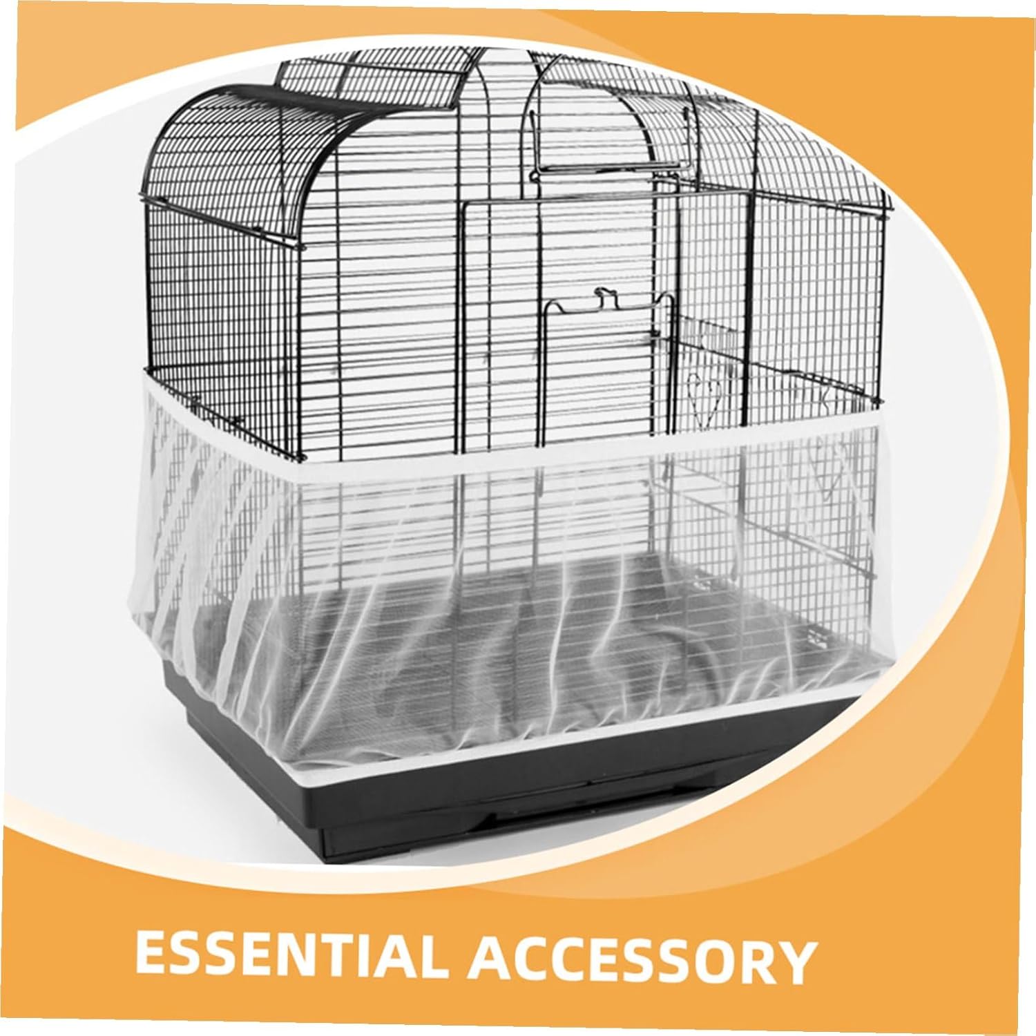 Bird Cage Cover Elastic Polyester Mesh Skirt for Airy Protection Fits Various for Parrots Birds Durable Netting for Year Use