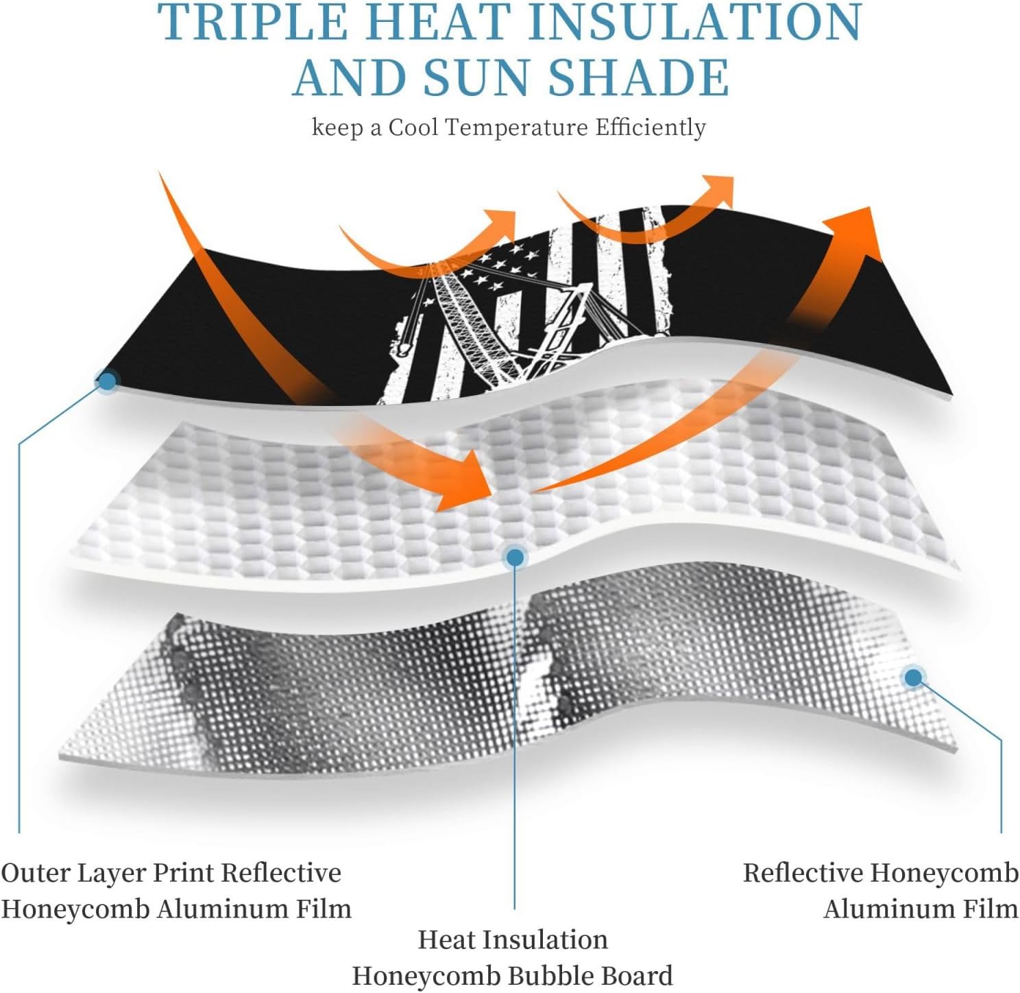 Crane Operator America Flag Foldable Car Windshield Sunshade Blocks Heat and Sun Glare Uv Rays