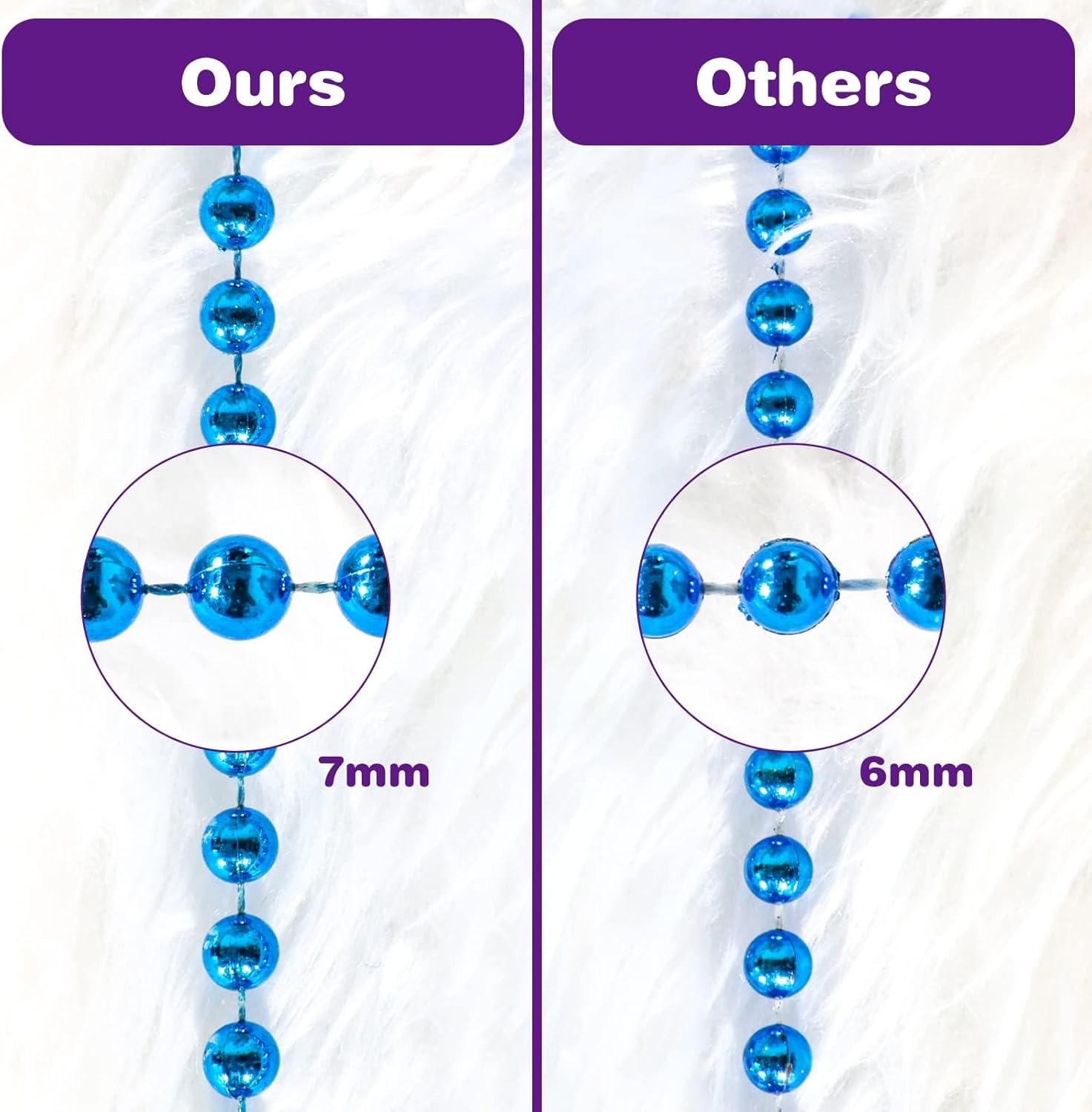 144 Pcs Mardi Gras Beads Bulk, 33 Inch 7mm Carnival Beaded Necklaces Decorations For Mardi Gras Festivals, Mardi Gras Parades, Night Club Dress-up Events Party Costume - Image 4