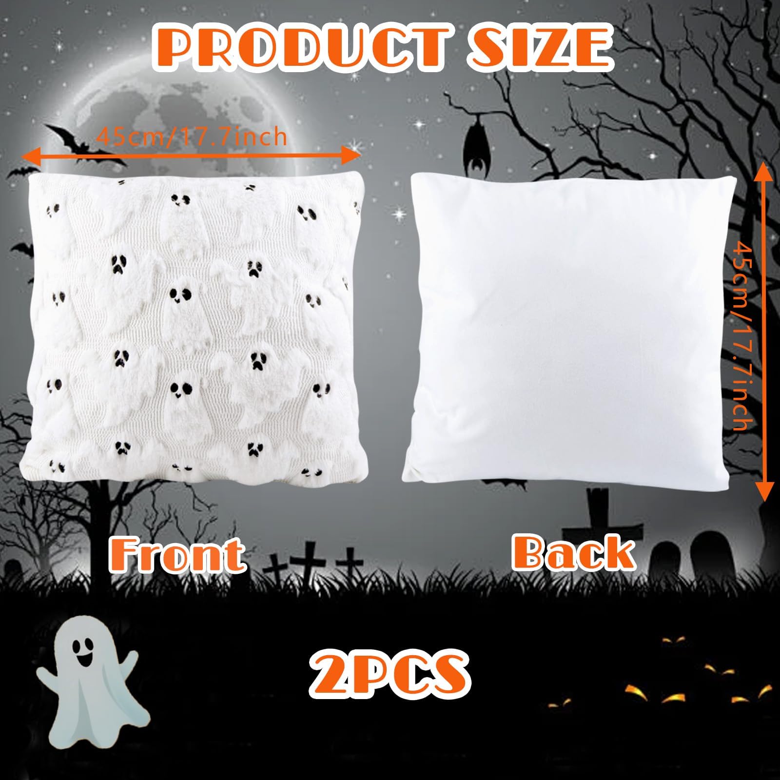 Lot De 2 Housses De Coussin En Peluche Douce Pour Costume D'Halloween