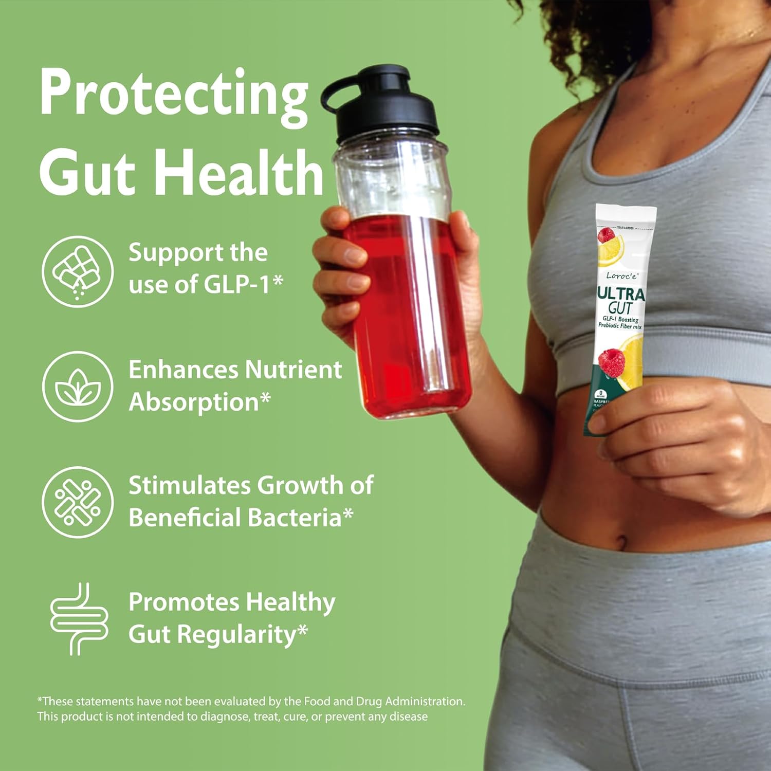 UltraGut GLP-1 Booster Fiber Mix Drink, Cortisol Reducer & Sleep Aid, with Prebiotics, Magnesium Glycinate, L-theanine, Ashwagandha, Vitamin D for Gut Health & Digestive Support, No Sugar, 30 Servings