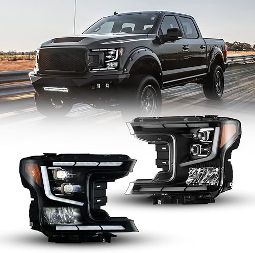 ROXX Conjunto de faros delanteros LED completos para Ford F150 2018 2019 2020, faros delanteros de haz alto y bajo con señales de giro secuenciales