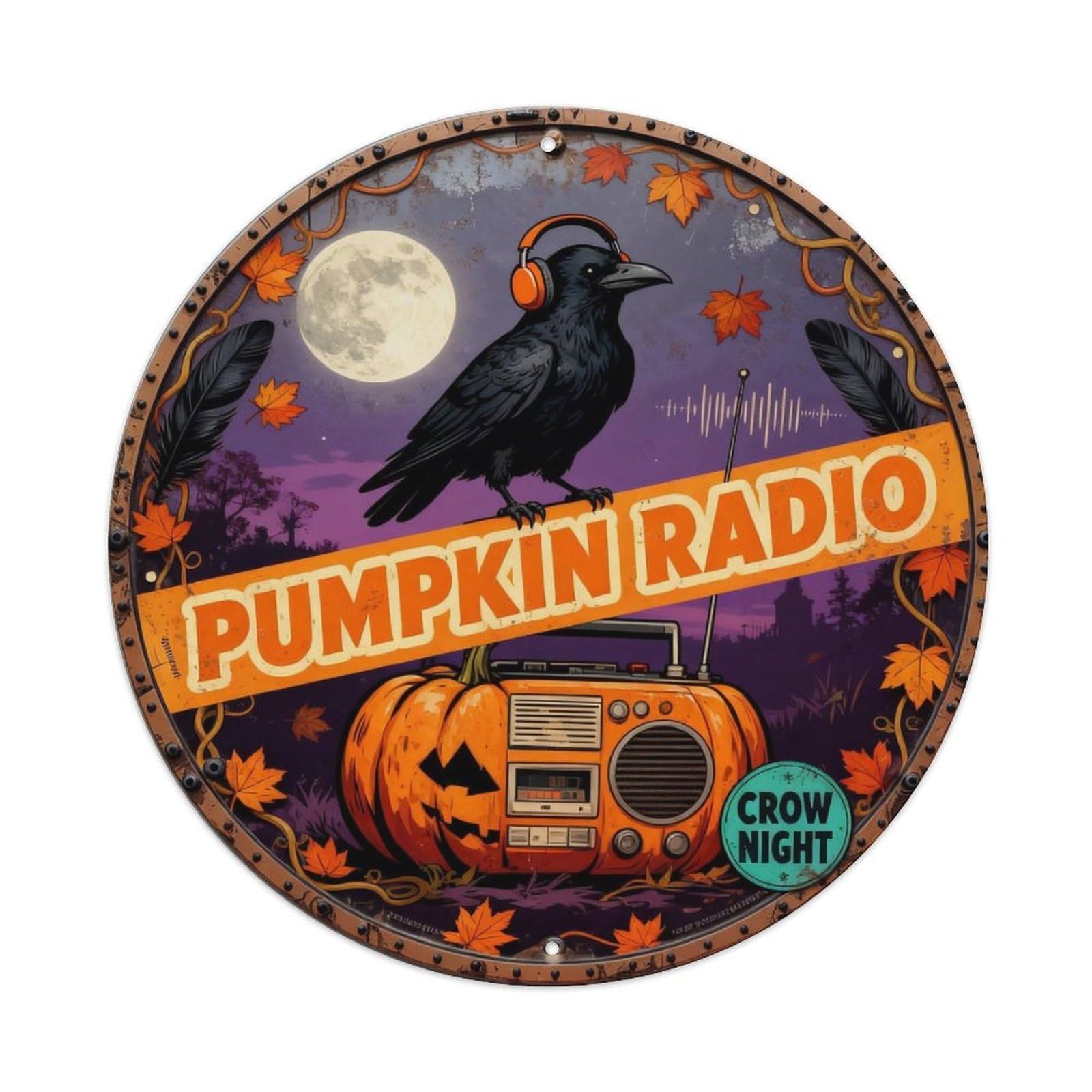 Pumpkin Radio Sign Metal Tin Sign Plaque