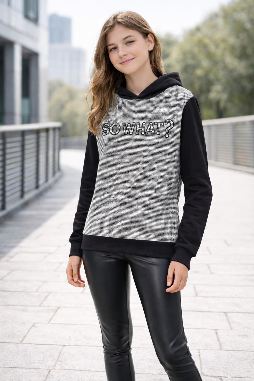 Generico Sportowy zestaw dziewczęcy z bluzą i legginsami, niebieski z graficznymi detalami, wygodny i wszechstronny na chłodne pory roku, kombinezon dla dziewcząt i dziewcząt 7732