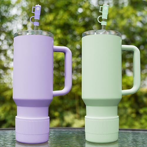 Vista 9 de NiHome 2 fundas protectoras de silicona para vaso con cubierta de popote para Stanley Quencher 40 30oz IceFlow 20 30 oz y botella Hydroflask