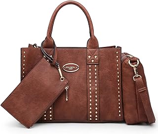 Dasein 3pcs Women Handbag Wallet Top Handle Satchel Purse Hobo Crossbody Shoulder Bag Tote Bag with Studs