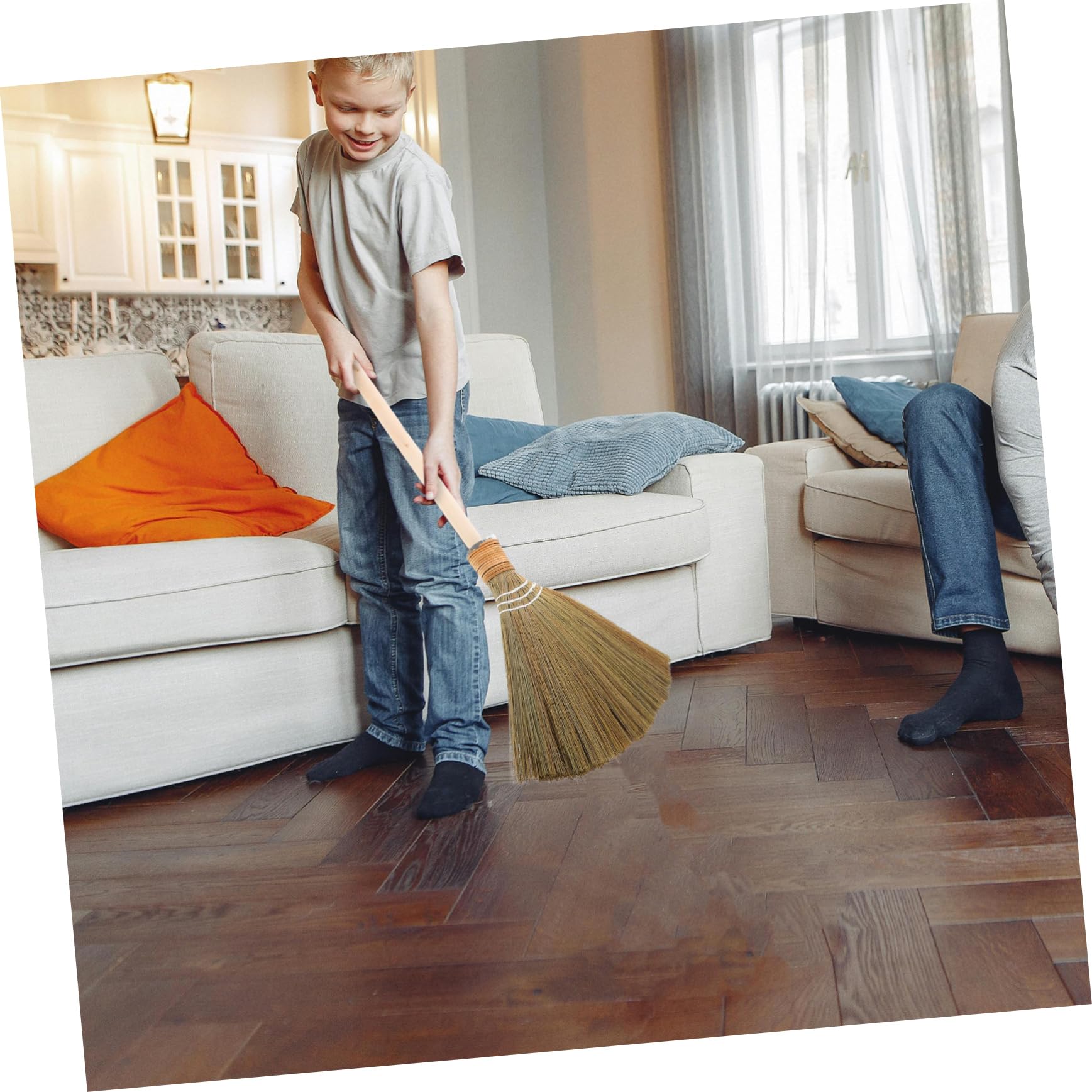 GLSTOY Straw Broom Broomstick Wisk Broom Corn Broom with Wood Handle Soft Broom Natural Broom Asian Brooms for Sweeping Indoor Wood Broom Broom Broom Whisk Broom