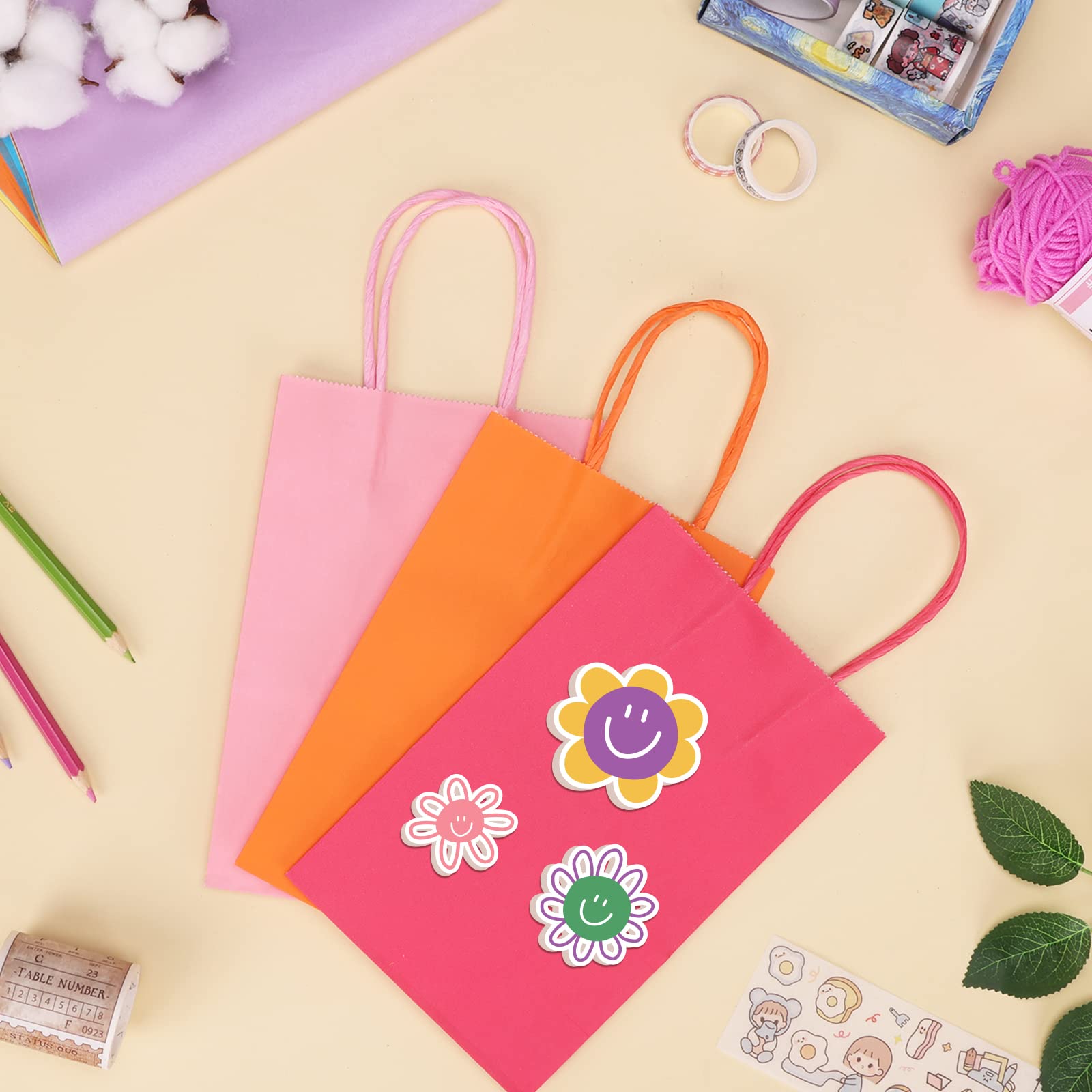 Moretoes 40pcs Gift Bags with 80 Tissues Papers, 8 Colors Bulk Party