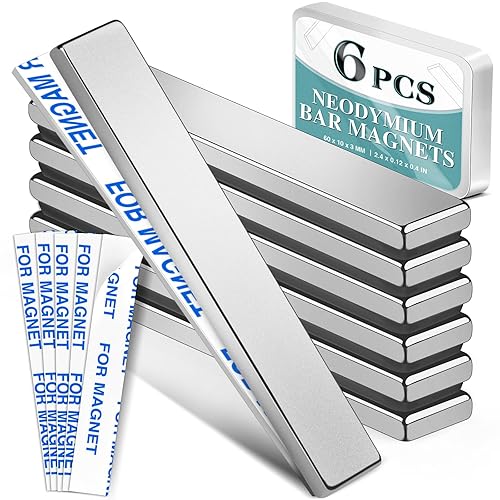Paquete de 6 imanes de neodimio fuertes, potentes imanes de neodimio de tierras raras con adhesivo de doble cara, perfectos para nevera, garaje,