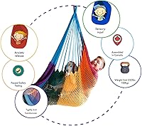 Vista 5 de DreamGYM Silla columpio hamaca - Columpio de terapia - Columpio sensorial para adultos y niños - Arco iris