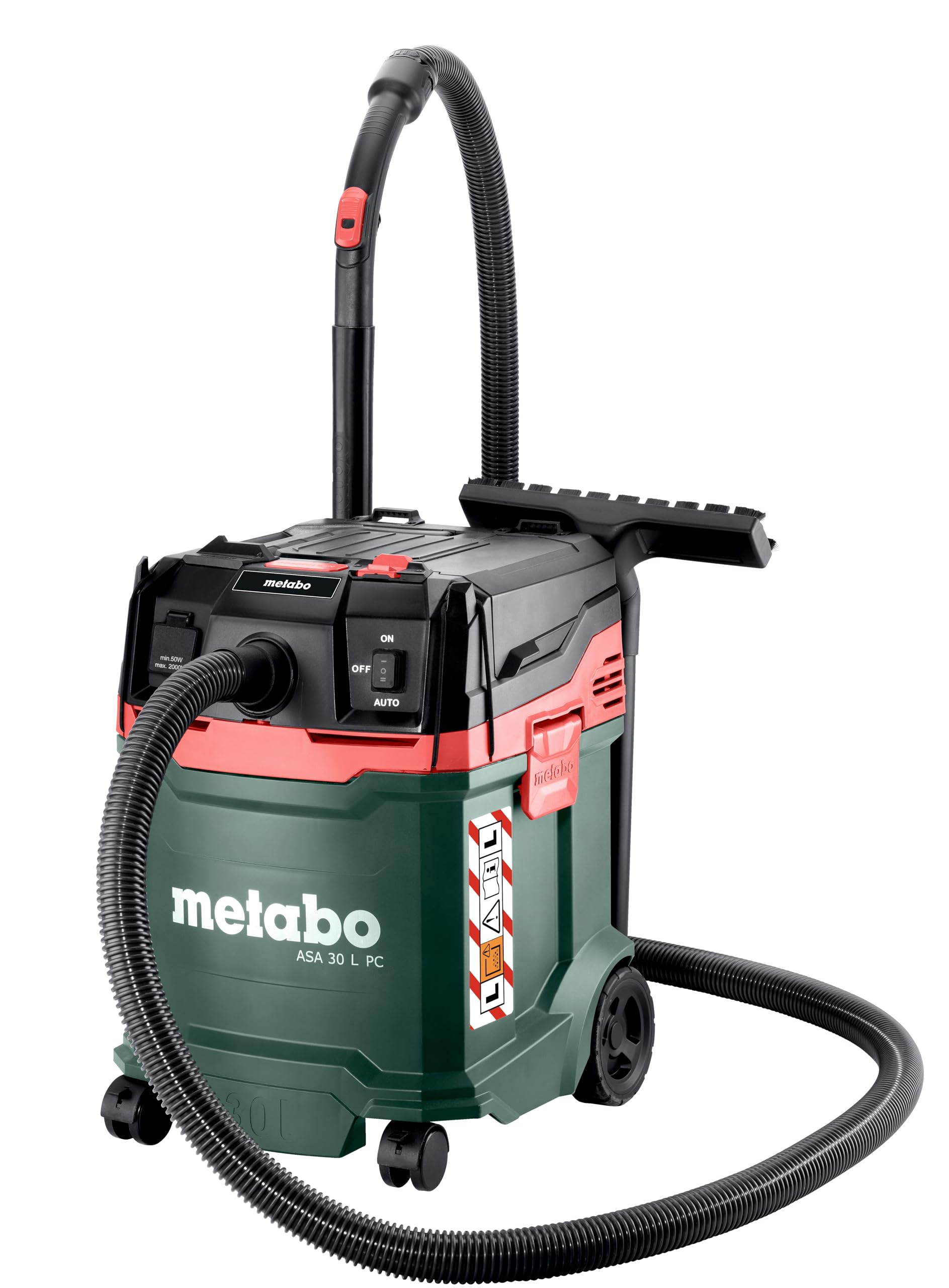 metabo Aspirador Seco/húmedo ASA 30 L PC (1.200 W, Caudal de Aire 4.200 L/min, 225 hPa, Depósito 30L, Interruptor PressClean, Accesorios con Sistema Quick, Apilable y Acoplable con Metabox)