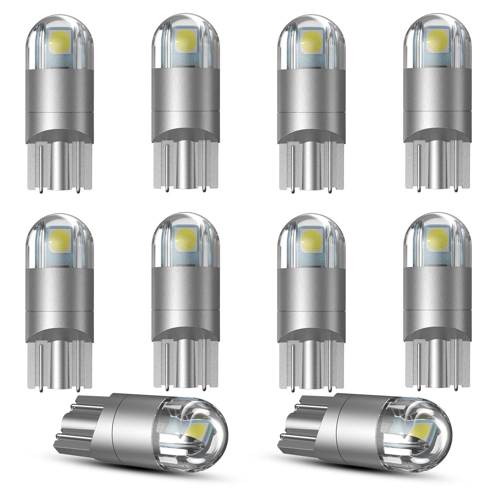 194 LED Bulb White for Car Door Lights 6000K 2825 W5W T10 168 LED Bulb with Projector Replacement for Map Dome Courtesy Dash Glove Box licence plate Lights(10pcs)