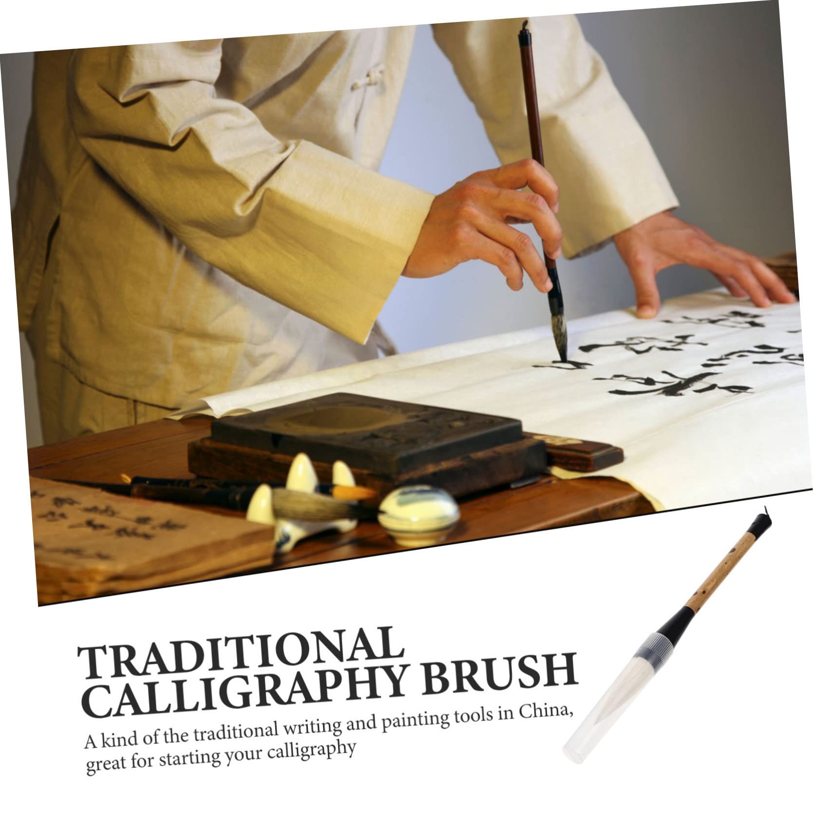 Angoily Chinese Calligraphy Brush Convenient Painting Brush for Beginners Smooth Grip for Calligraphy Drawing and Art for Students and Professionals