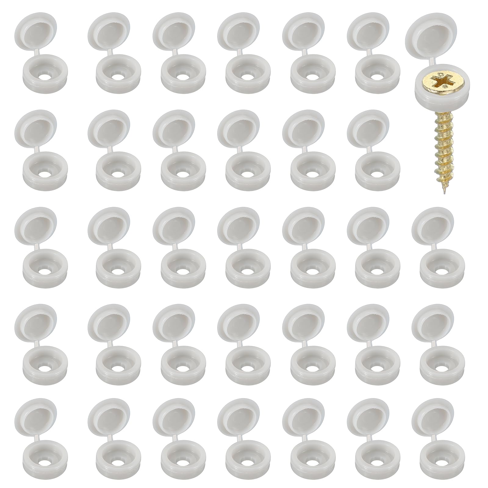 YELARXI Screw Snap Covers, Plastic Hinged Screw Cover Caps Shutter Screws Fold Snap Washer- Fitting for (Windows - Railings - Home Furniture - Cabinets) 4 mm & 200 Pack & Light Gray