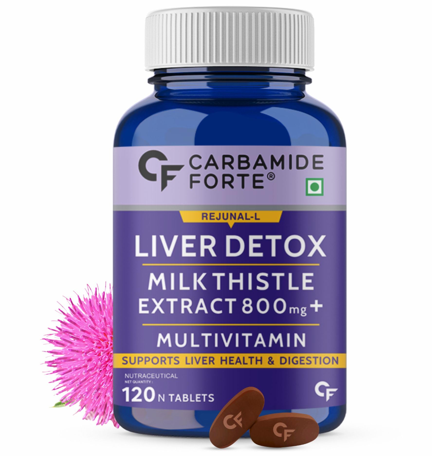 Carbamide Forte Liver Detox Supplement with Milk Thistle Extract 800mg (30:1) | Added Multivitamins & Amino Acid | Liver Cleanser | Liver Support Supplement | Supports Liver Health & Digestion–120 Veg Tablets (B07RZ7JTZS) Amazon Price History, Amazon Price Tracker