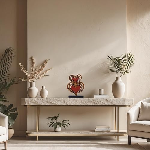 Miniatura 3 de Escultura de corazones en madera maciza para otoño, otoño, Acción de Gracias, decoración del hogar, consola de café, estante de mesa, dormitorio,