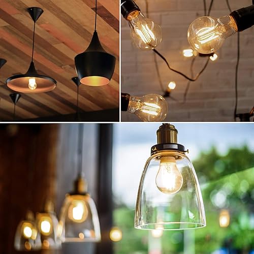 Miniatura 6 de LUXRITE Bombillas LED vintage A19 equivalente a 60 W, 3000 K blanco suave regulable, 800 lúmenes, bombilla LED Edison estándar de 8 W, certificación