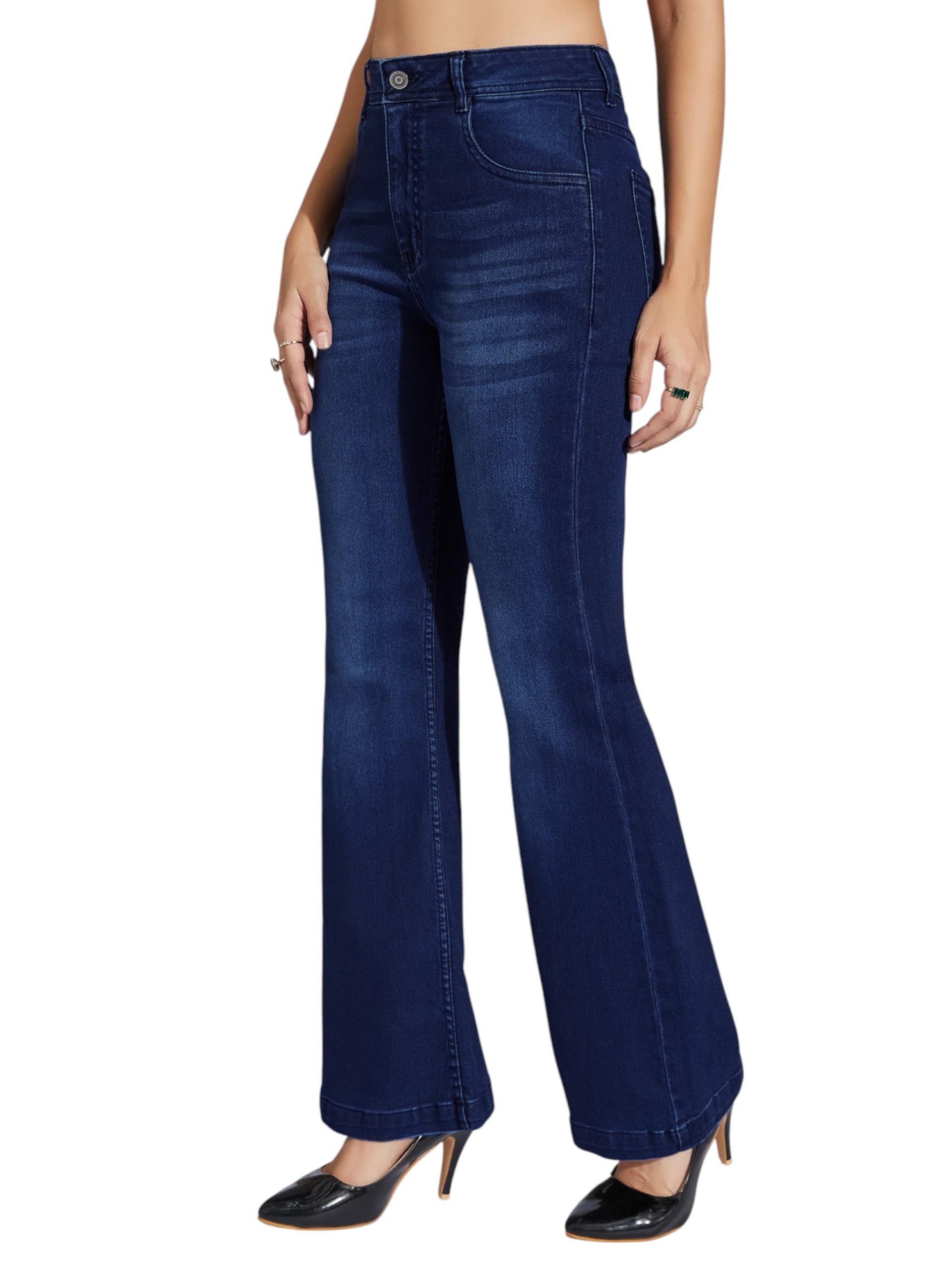 miss chase Women's-Rise Regular Length Stretchable Flared Denim Jeans-picture-29
