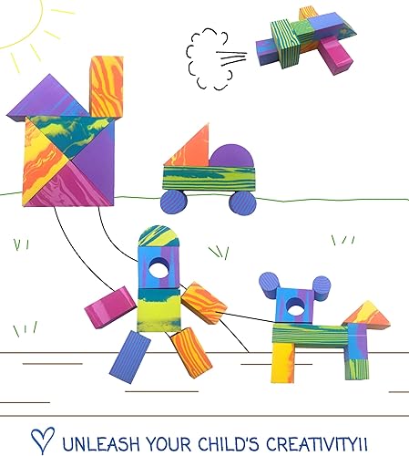 Miniatura 5 de Morvat Juego de 300 piezas de bloques de construcción de espuma EVA suave y colorida, juguete impermeable para niños, bebés, niños pequeños y niños,