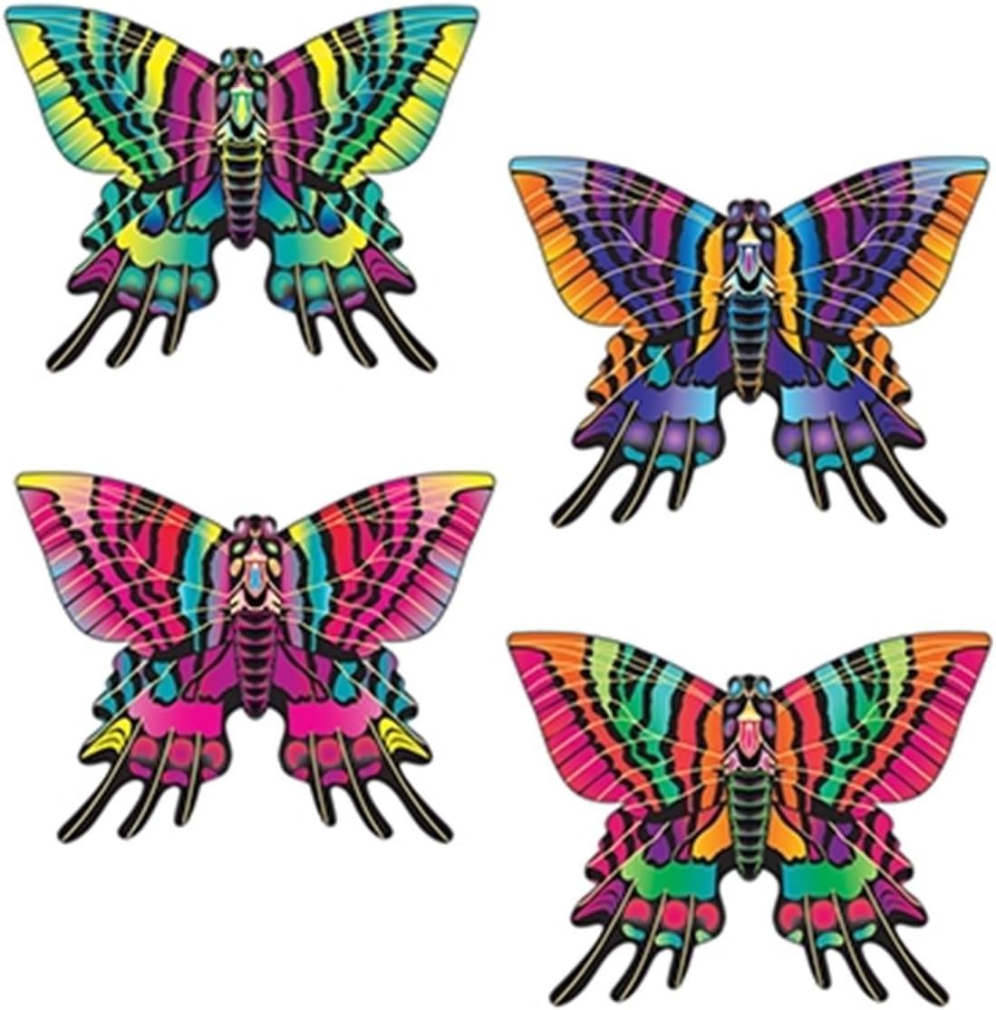 27 Inch Butterfly Shaped Nylon Kites, Set of 12 - Multicolor
