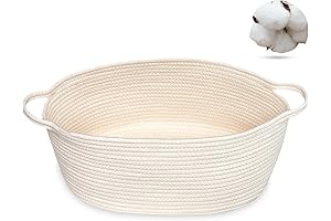 Pale Yellow Rope Woven Basket for Storage or Decor