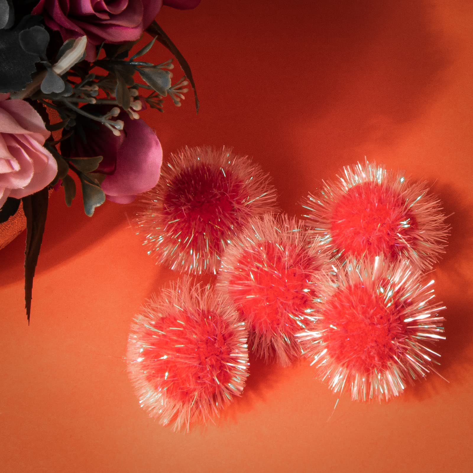 VAPKER 30 Katzen-Spielbälle – Lila Glitzer-Pompons, 5,1 Cm Groß, Weich & Sicher Für Deine Samtpfote