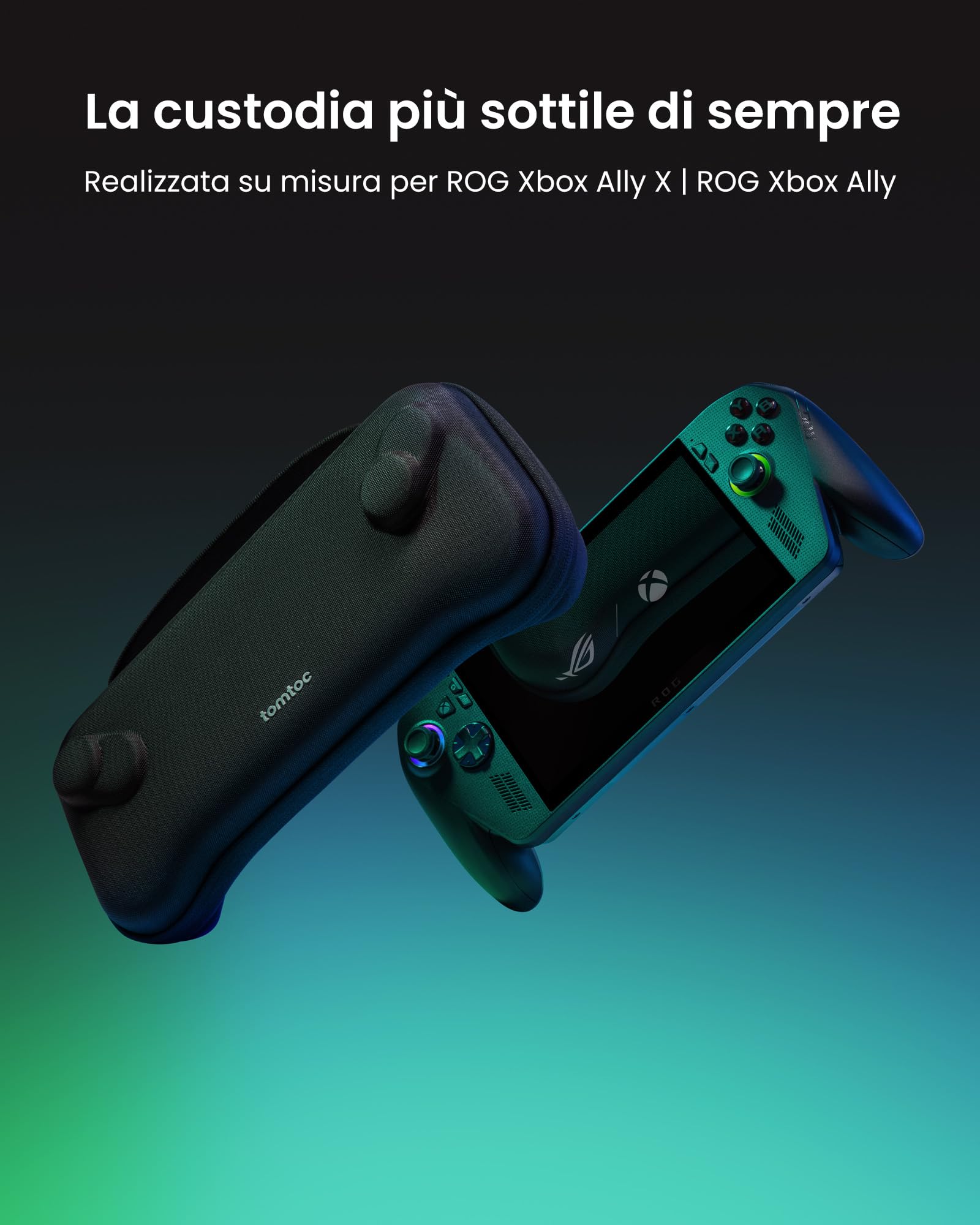 tomtoc Custodia da Trasporto Compatibile con ASUS ROG Xbox Ally / Xbox Ally X 2025, Case Sottile, Custodia Protettiva, Borsa Rigida Portatile da viaggio, Custodia Leggera da Viaggio, Regali Natale