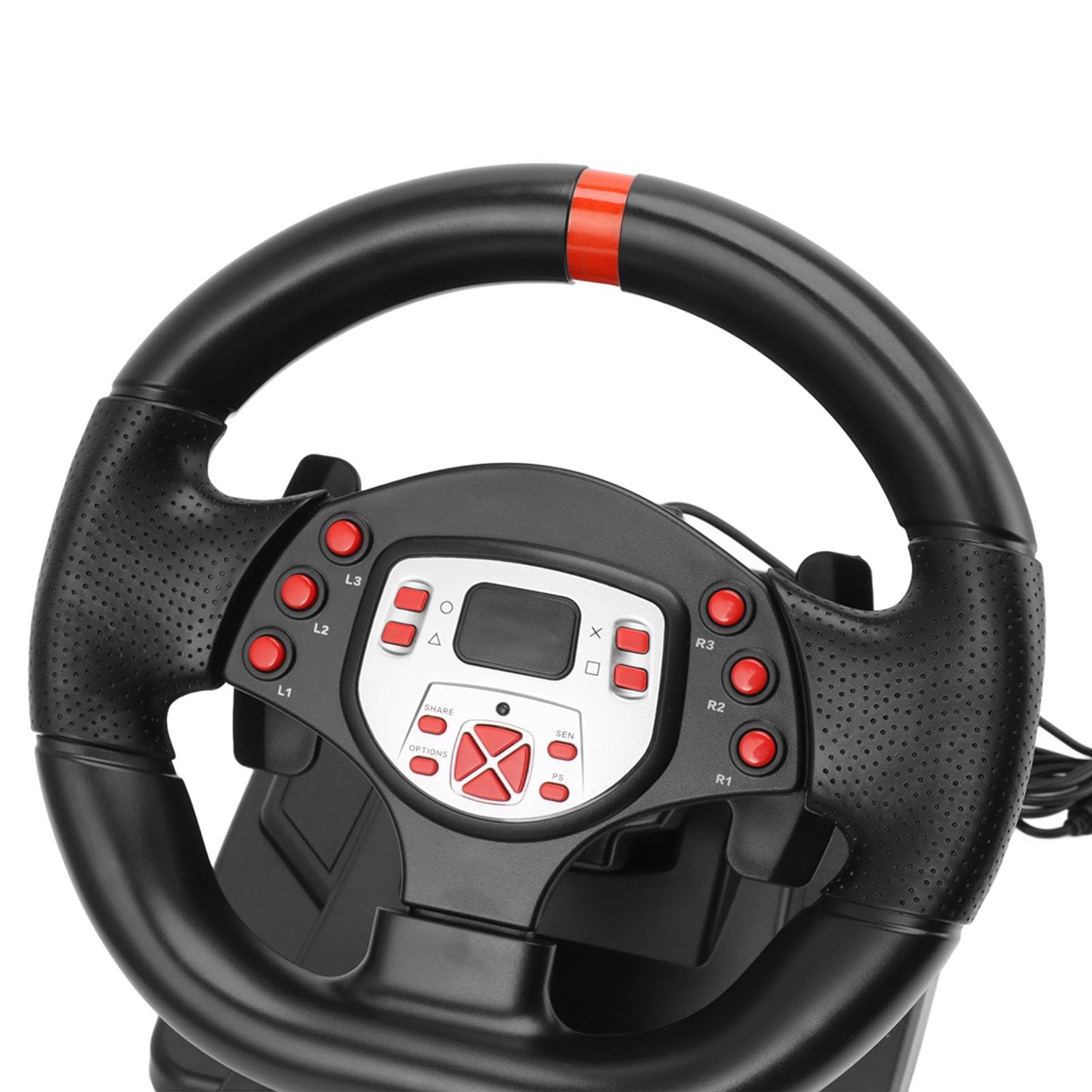 Cosiki Volante de Carreras, Volante para Juegos, Vibración, Volante para PC con Pedal, Paleta de de 180 Grados, 5 en 1 Driving Force Racing Wheel Simulador de Carreras para PC