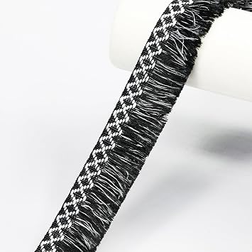 11 Yards of 30mm 1.18 Inches Black Fringe Tassel Trim. Boho - Style, Fringe for Curtains, Carpets, and for Creating Other handicraftsBlack