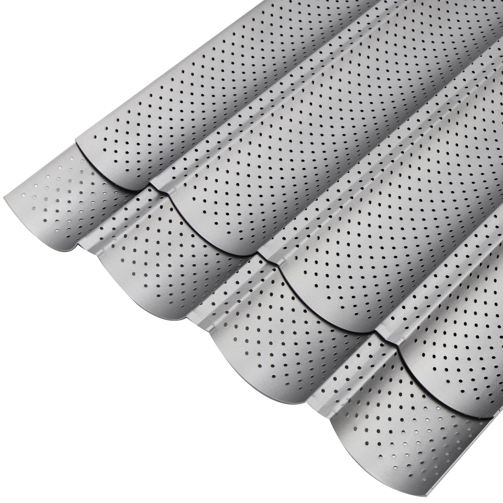 Lot de 2 Moule à Baguettes pour Four - Plaque à Pain Perforée Anti-Adhésif - 38 x 33 x 2,4 cm - Pour Baguettes, Pain Français, Pâtisserie
