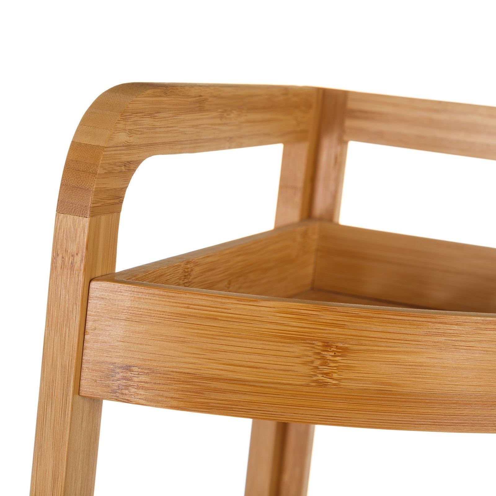 Mensola Angolare Lola Home In Bambù – 3 Ripiani, Stile Nordico, Misura 29x29x85 Cm, Per Bagno E Cucina, Funzionale E Resistente