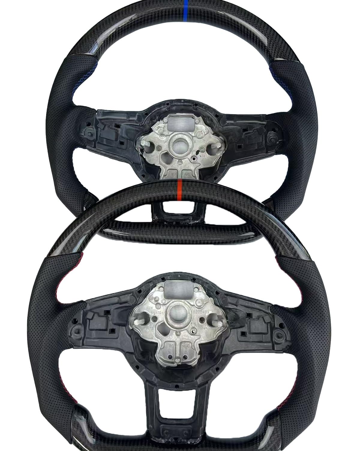 Volante Universale Per Golf 7 Per GTI Fibra Di Carbonio Cuoio PU Aftermarket Retrofitting Steering Wheel(Blue)