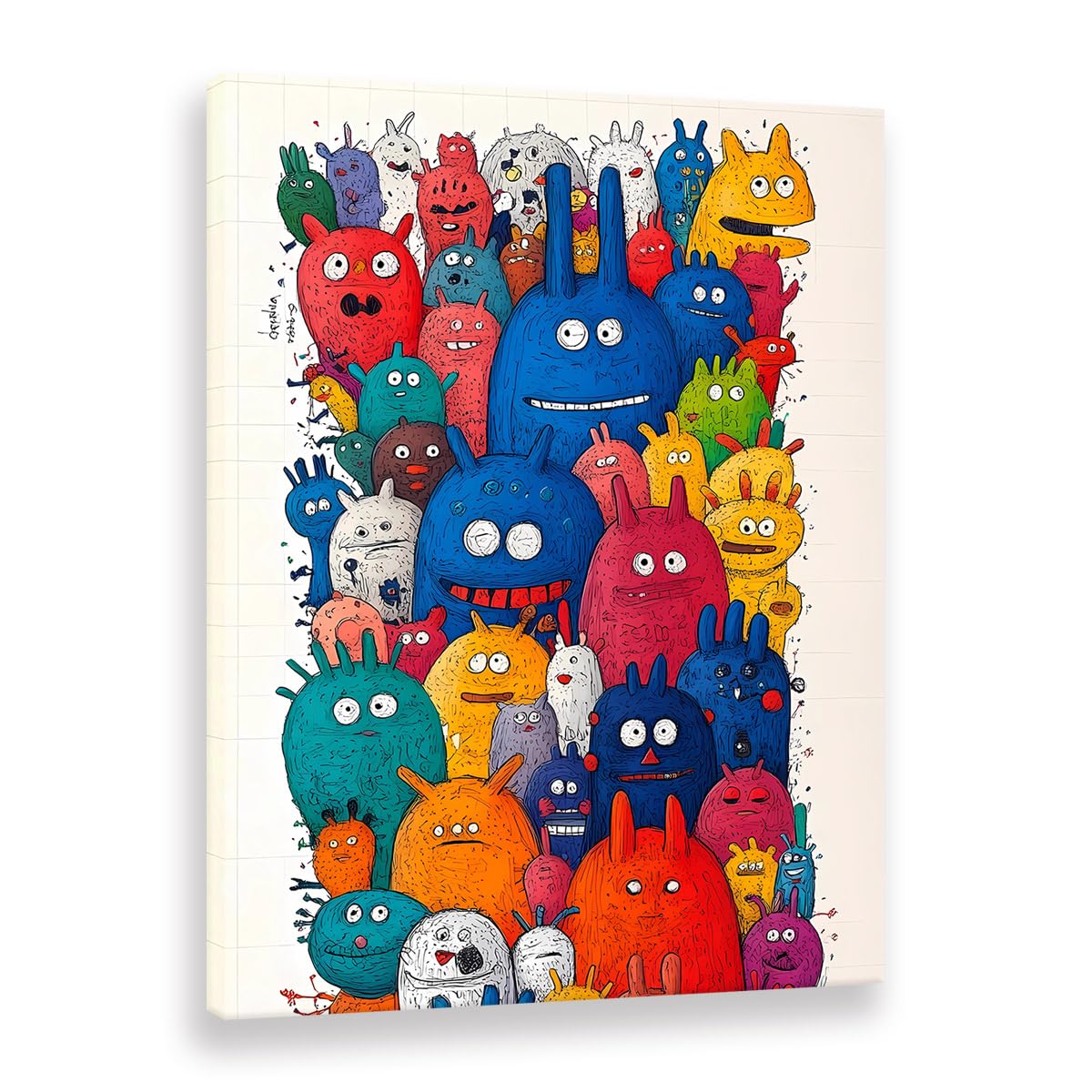 Peinture murale dessins animés colorés : art sur toile 60x90cm pour décorer le salon