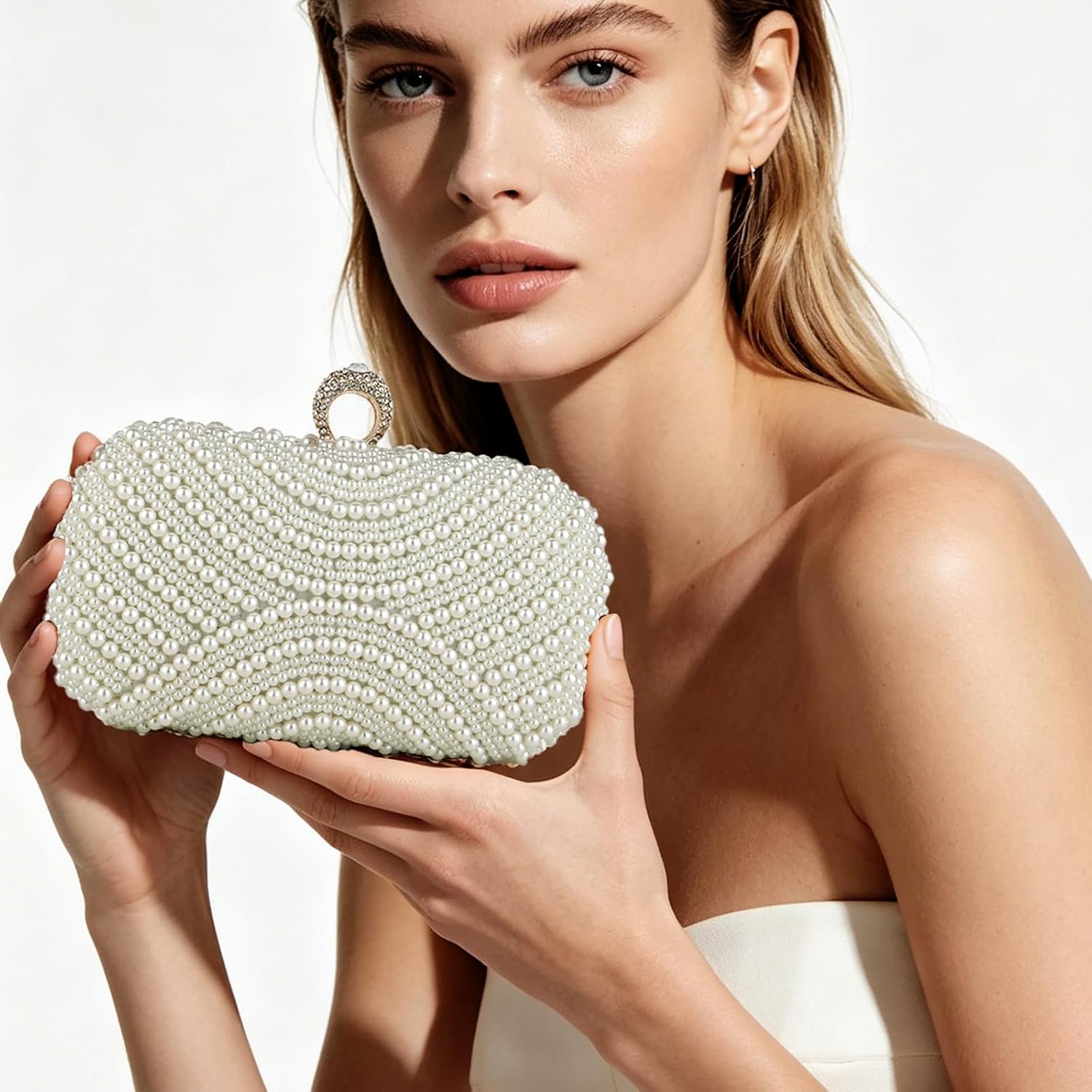 Pearl Clutch Purses for Women Party Wallet Handbag Evening Clutch Bag