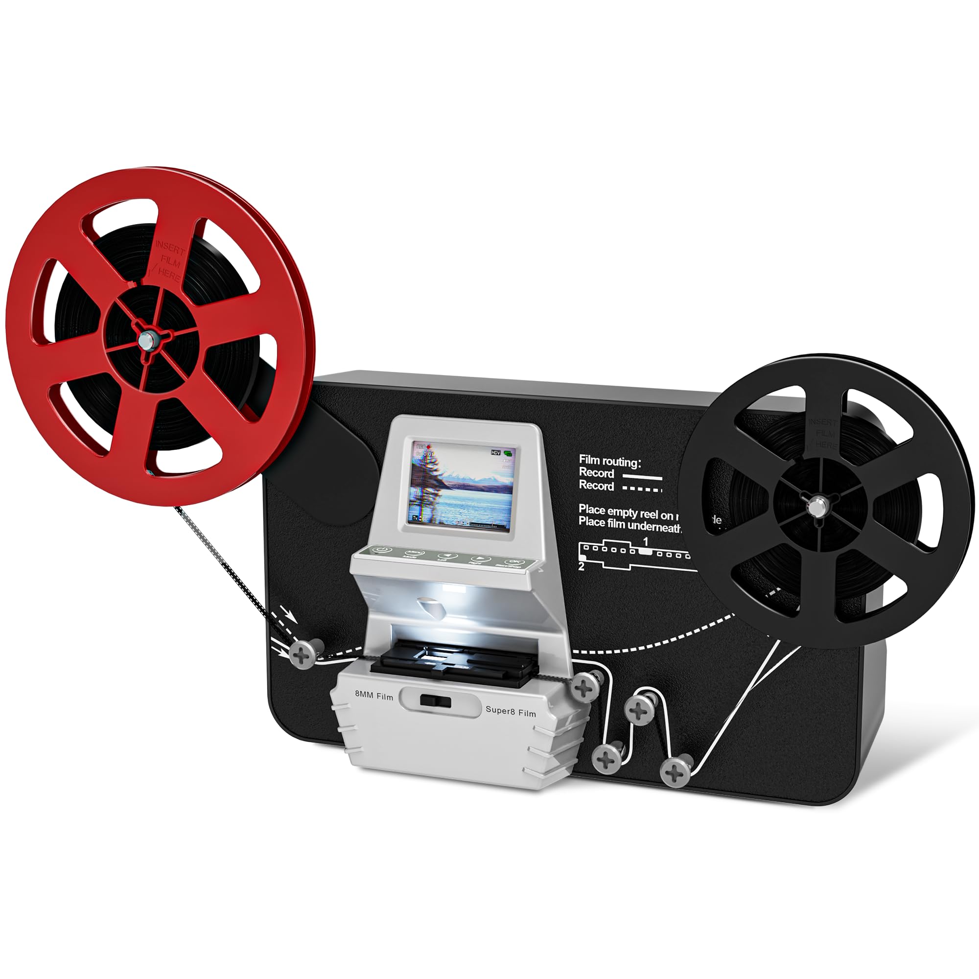 8mm & Super 8 Film to Digital Converter, Film Scanner with 2.4" Screen,Converts Frame by MP4 Files, Viewing Saving on 32GB SD Card(Included) for 3”5”7”9” Reels