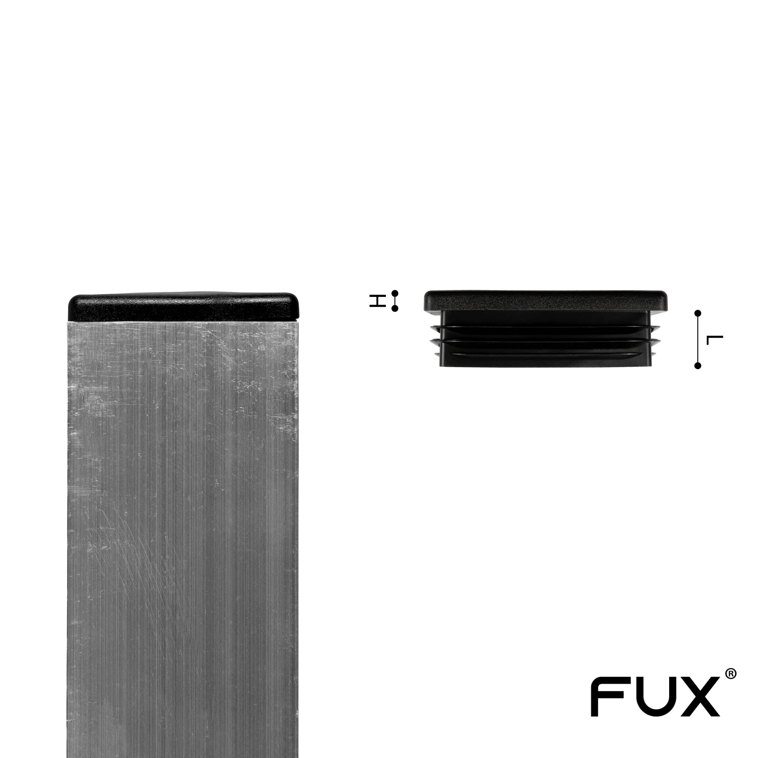 FUX 20 Piezas de Tapas de plastico rectangulares para Tubos | Protege el suelo de arañazos, deslizamiento silencioso, ajuste firme en las patas, negro, Polietileno