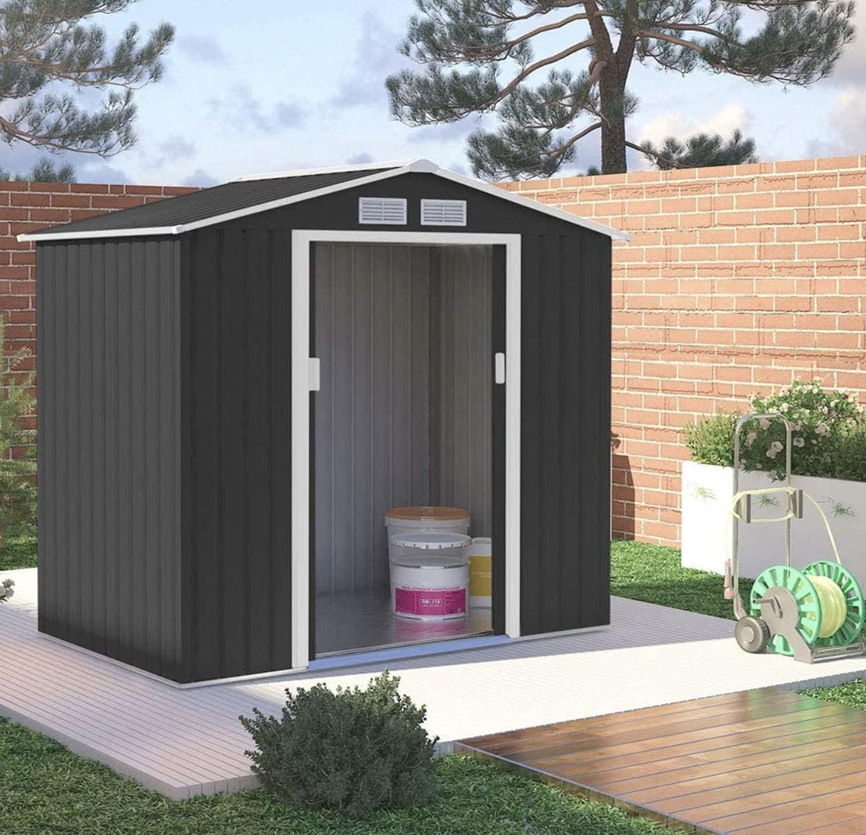 EVRE XL Storage Outdoor Patio Garden Shed With Lockable Door Strong ...