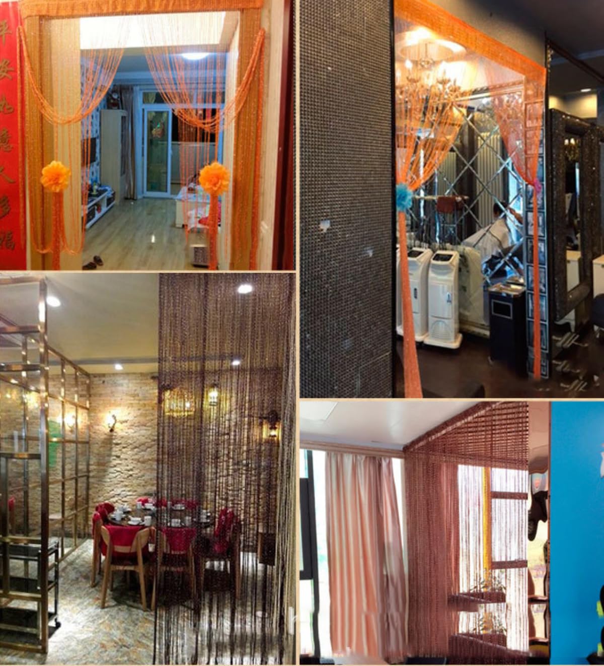 Wambere 1 rideau à fils argentés pailletés - Rideau de porte - Décoration de mariage - Doré - 3 x 3 m