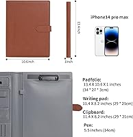 Vista 2 de Wason Portafolio Padfolio A4 Carpeta de cuero PU Archivo Estuche con almohadilla de escritura y portapapeles extraíble para organizador de oficina
